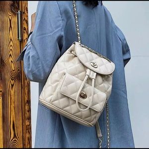 White Inspired Backpack Purse